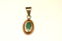 Sterling Pendant with Green Stone