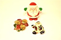 Santa Brooch/Holly Brooch/Wind Up Googly Eye Santa