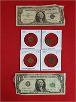 Silver Certificate, Barr Note & Indian Head Cent