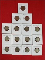 Fifteen No Date Buffalo Nickels