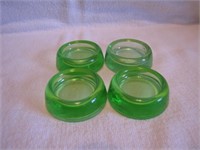 4 Green Depression Glass Furniture Coasters by