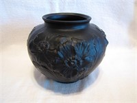 1930's Deco Tiffin Satin Black Amethyst Poppy Vase