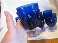 8 Vintage Cobalt Block Ivima Tulipa 4&3/8" Glasses