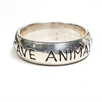 $100 S/Sil "Save Animals" 6.25Gms Ring