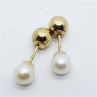 S/Sil FW Pearl 2-In-1 Reversible Earrings