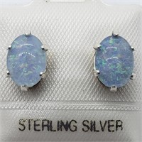S/Sil Opal 2Ct 8X6Mm Earrings