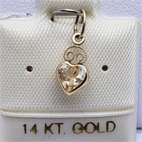$150 14K Citrine Heart Shaped Pendant