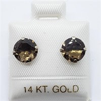 $300. 10KT Gold Smokey Quartz Earrings
