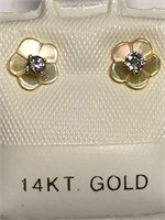 $400. 14KT Gold Diamond(0.10ct) 2 in 1 Earrings