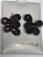 $500. 14KT Gold Smokey Quartz(23ct) Earrings