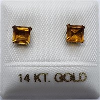 $250. 14KT Gold Citrine(0.75ct) Earrings