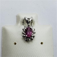 $250 14K Ruby 1 Diamond Pendant