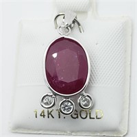 $2182 14K Ruby 4.08Ct Dia 0.07Ct Pendant