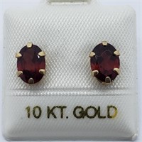 $200 10K Garnet 7X5Mm Earrings