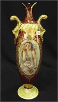 Prov Saxe 12 1/2" vase w/Lady with Shell