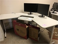 Grey corner computer desk