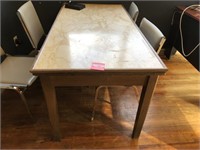 Wood table, formica top w/ drawers, great for cutt
