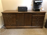 Oak Colored Credenza shelves & drawers