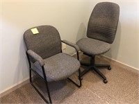 2xpcs Office side chairs, black & white upholstry