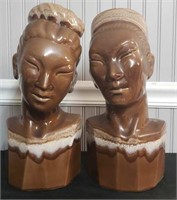Pair of Asian Head Statues