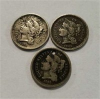 (3) U.S 3-Cent Coins