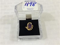 Ladies 14 K Gold Ring w/ Amethyst Stone