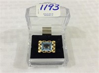 Men's 14 K Gold Ring w/ Light Blue Stone