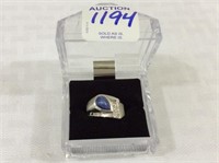 Ladies 14 K White Gold Ring w/ Blue Stone