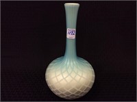 Blue Cased Glass Vase (Approx. 10 1/2 Inches Tall)