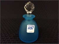 Blue Satin Glass Perfume Bottle w/