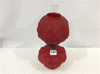 Sm. Red Puffy Beaded Dbl Globe Kerosene