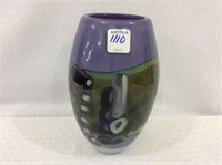 Heavy Art Glass Vase-Signed James R. Wilbat 85