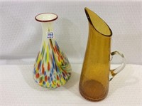 Lot of 2 Including Multi Color Art Glass