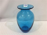 Steuben Celest Blue Art Glass Vase-Signed