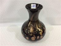 Heavy Art Glass Vase w/ Gold Stone