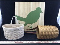 Longaberger Baskets & Wooden Bird Wall Art