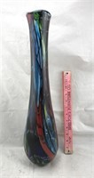 Tall Colorful Art Glass Vase