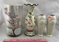Two Lenox Vases, Weil Ware Vase, Capriware Vase