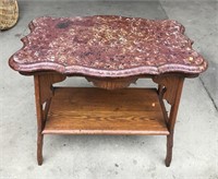 Scalloped Marble Top End Table