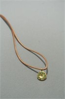 Sterling Silver & Green Amethyst Pendant on Cord