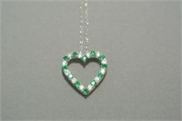 Sterling Silver Simulated Emerald Necklace