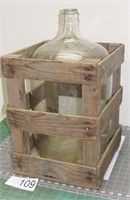 Vintage Antique Large Glass Bottle Wood Crate