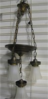 Vtg 4-Bulb Hanging Ceiling Light - 15" Diameter