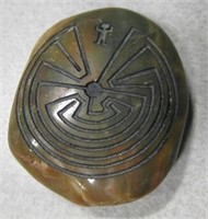 2.5" Diameter Alien Designed Carved Polished Stone
