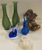 Glass Figurines, Vases, Coin Bank
