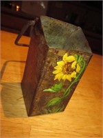 4.5" Vintage Hand Painted Metal Box With Handle