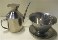 Stainless Steel Pitcher & Bowl - 6" Tall Pitcher