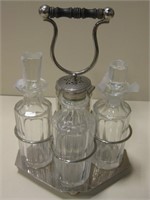 Vintage 4 Bottle Cruet Set w/ Carrying Tray