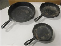Vintage Cast Iron Pans - #3, #5" & #8