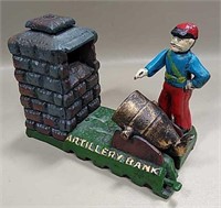 7" Cast Iron Artillery Mechanical Bank